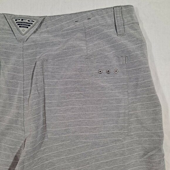 Columbia PFG Shorts Fishing Striped Gray Performance Camping Hiking Mens 32 - Picture 8 of 9